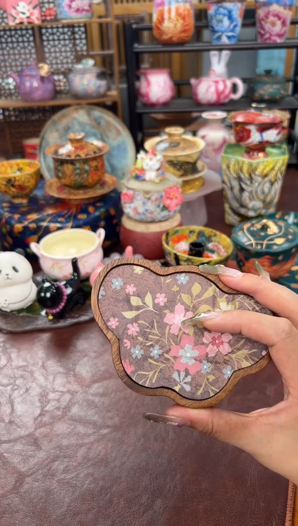 胡桃木蝴蝶型壶承杯垫