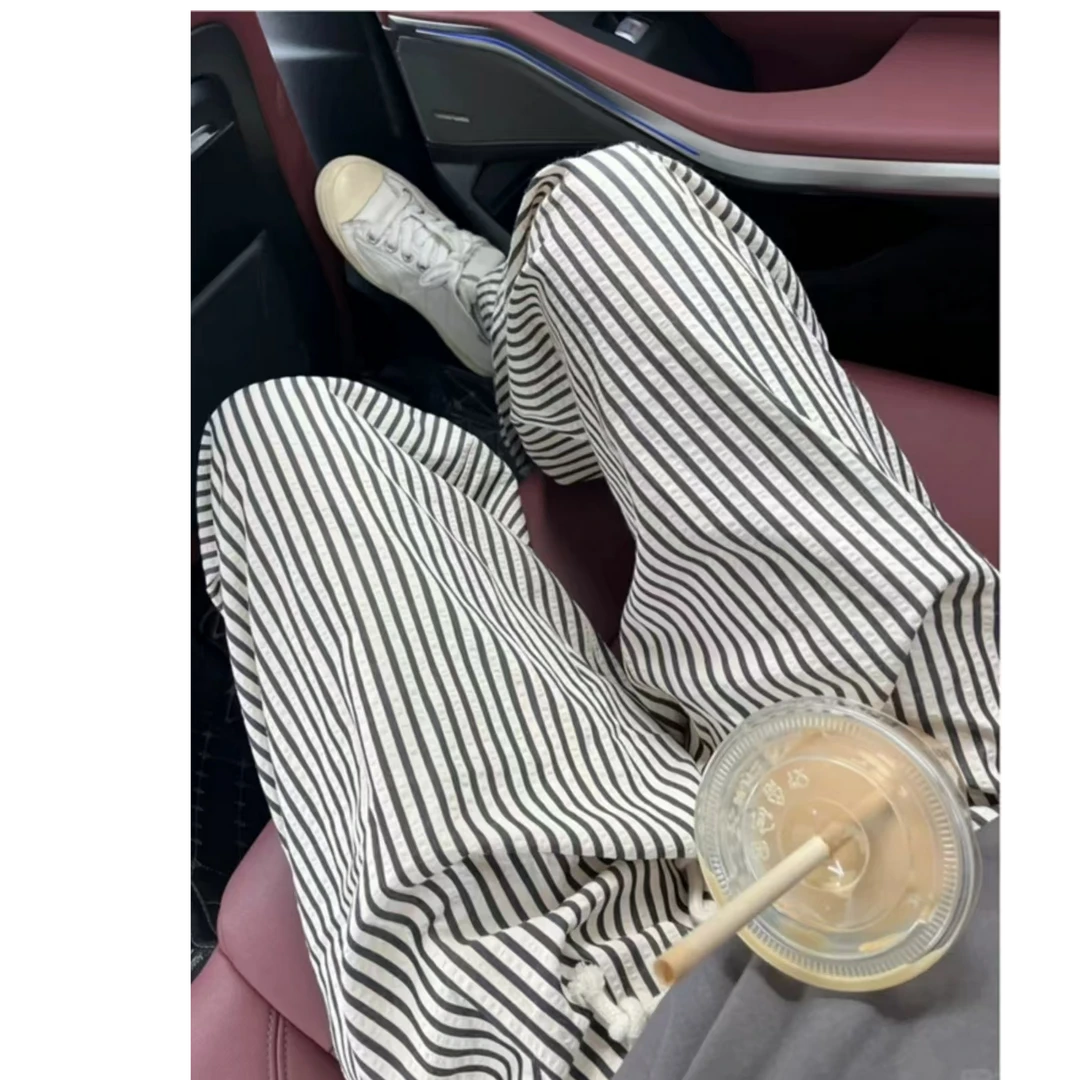 玲玲服饰【81011#条纹阔腿裤】