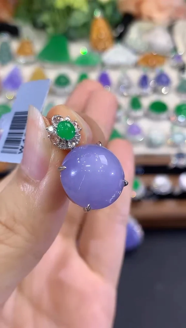 吊坠(不含链)18K金镶嵌翡翠C137 紫货有色差