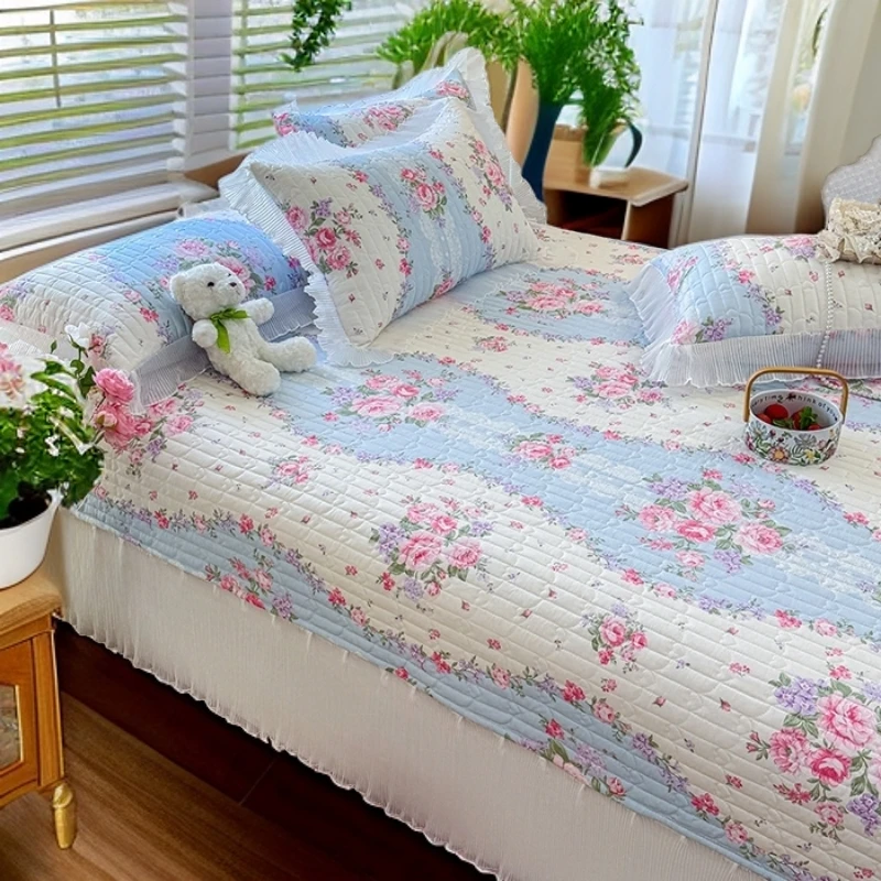斜纹印花床盖-清甜清甜-富贵满园家用单人宿舍夏季凉爽