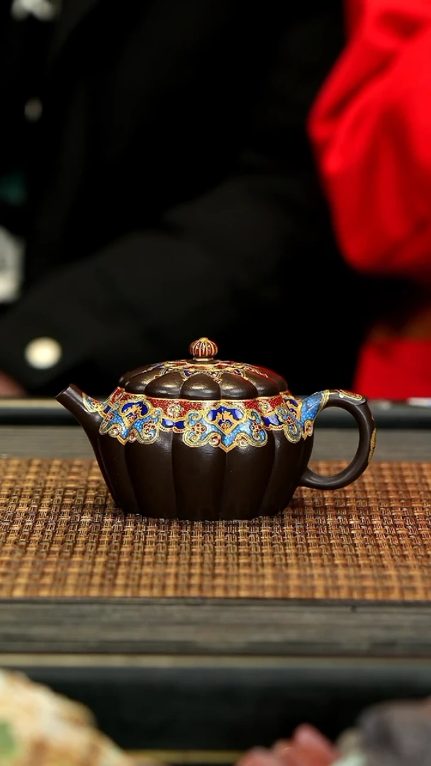 【闪购商品】紫砂茶壶HZ27筋纹锦古 宝相如意纹