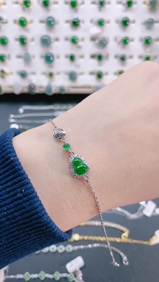 【闪购商品】翡翠手链银S925镶嵌天然翡翠