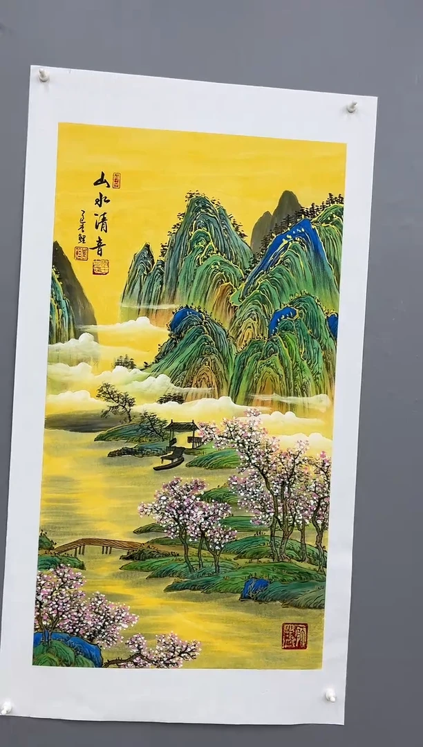 国画锦煌专属/李鲤手绘/山水清音/画芯100*55三尺
