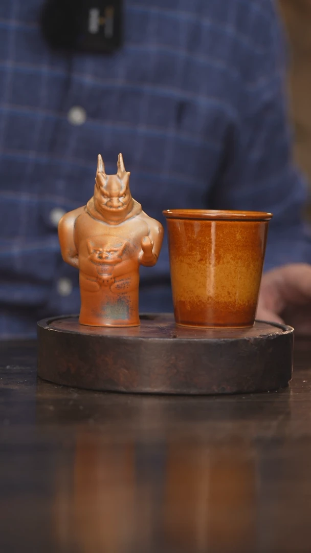 【闪购商品】杯55柴房陶瓷丨窑变小可乐杯送龙将军茶宠