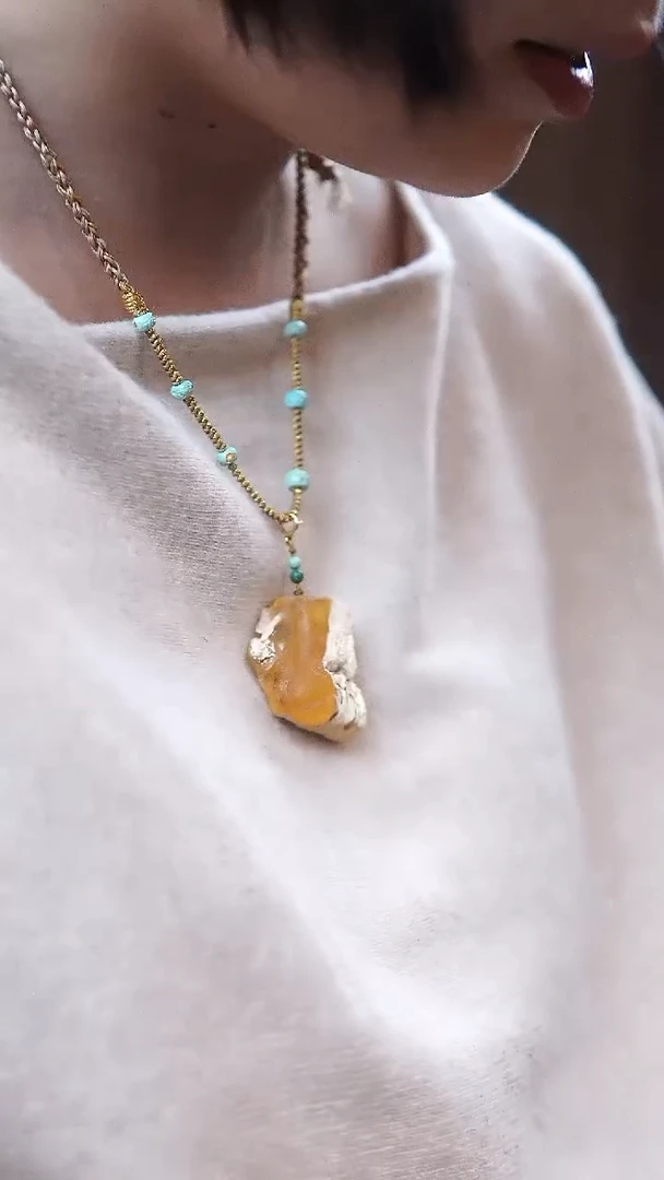 琥珀颈饰未镶嵌蜜蜡吊坠