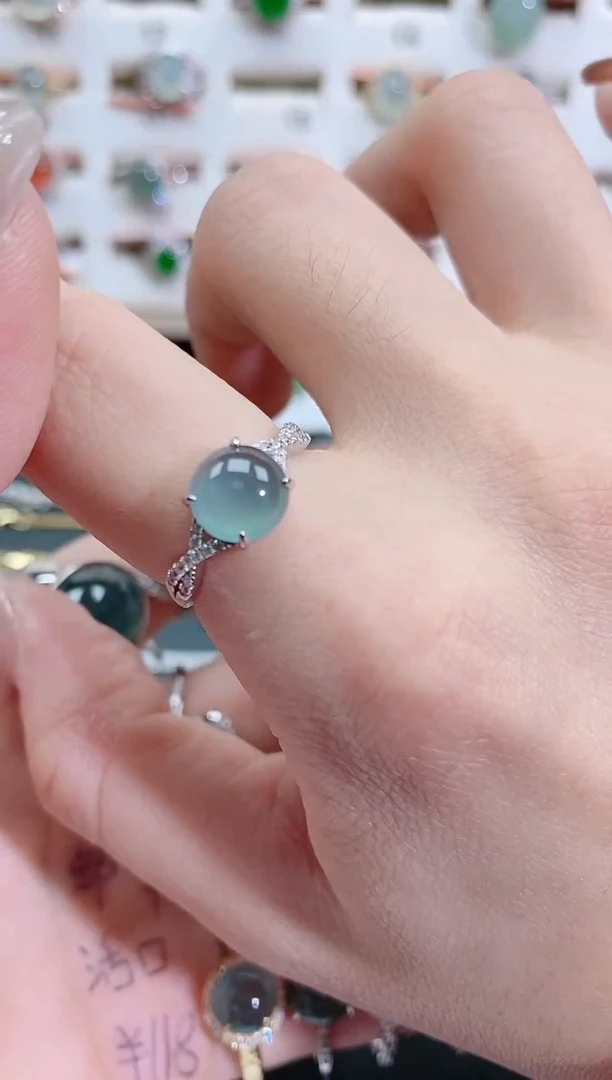 银S925镶嵌戒指翡翠天然翡翠