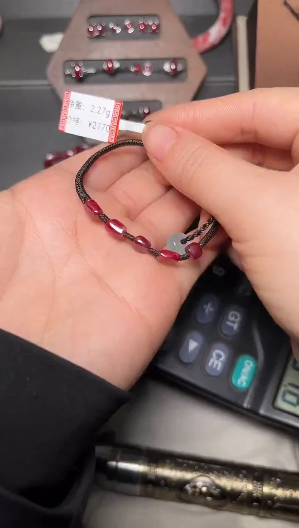 天然辰砂余*朱砂原矿随型全透高货编织手串2.27克122301