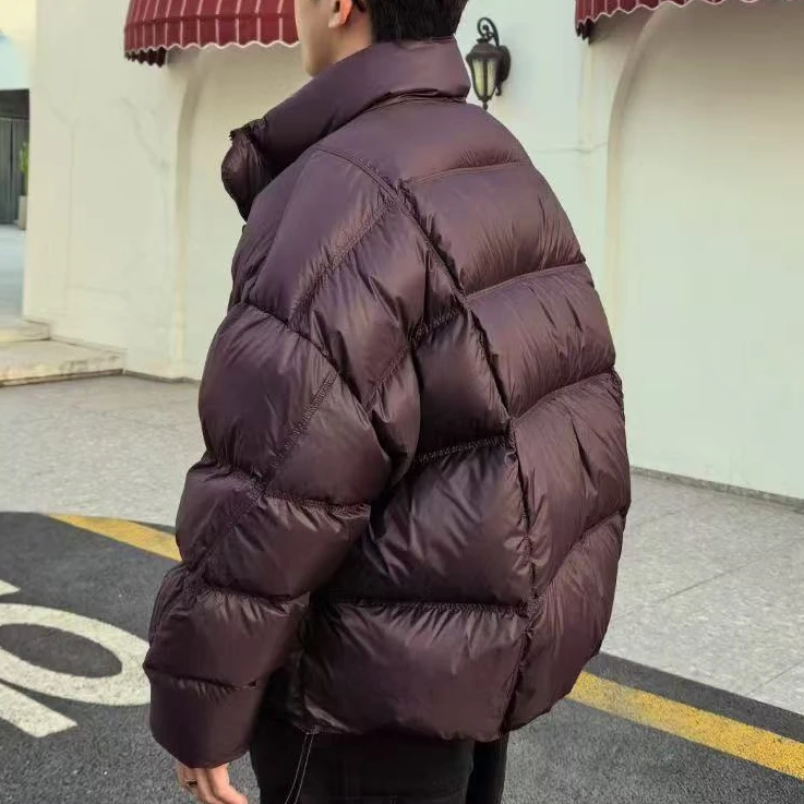 【语乐】YL-9151冬季立领羽绒服90白鸭绒高克重保暖格子面包羽绒服