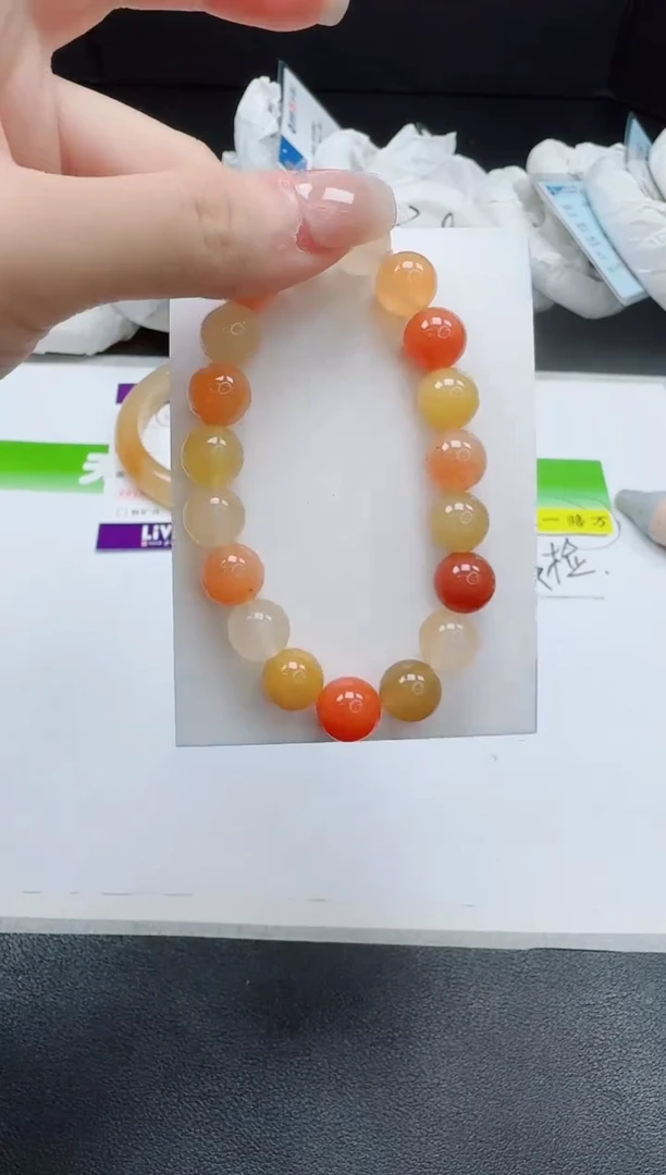 石英质玉手镯未镶嵌金丝玉小m卡10手链【花纹随机】