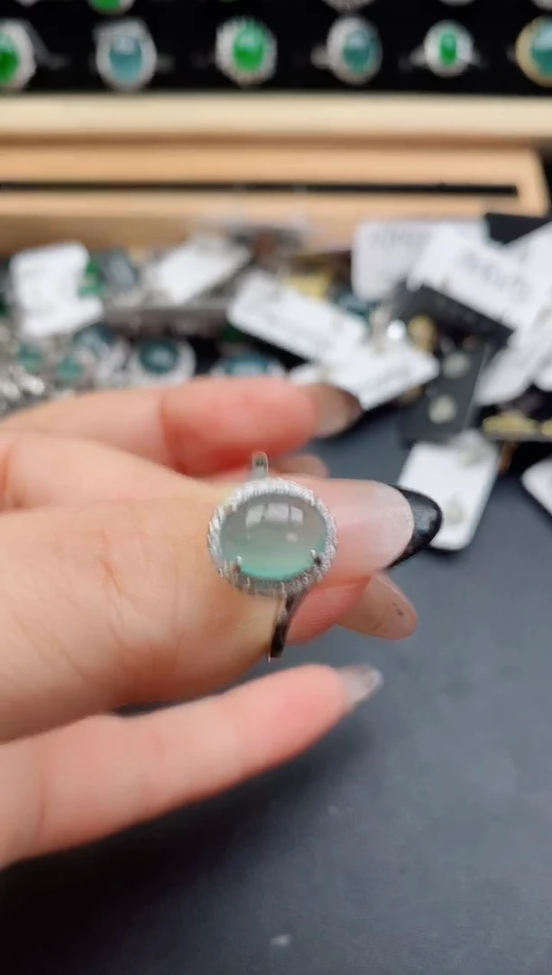 翡翠戒指银S925镶嵌508500