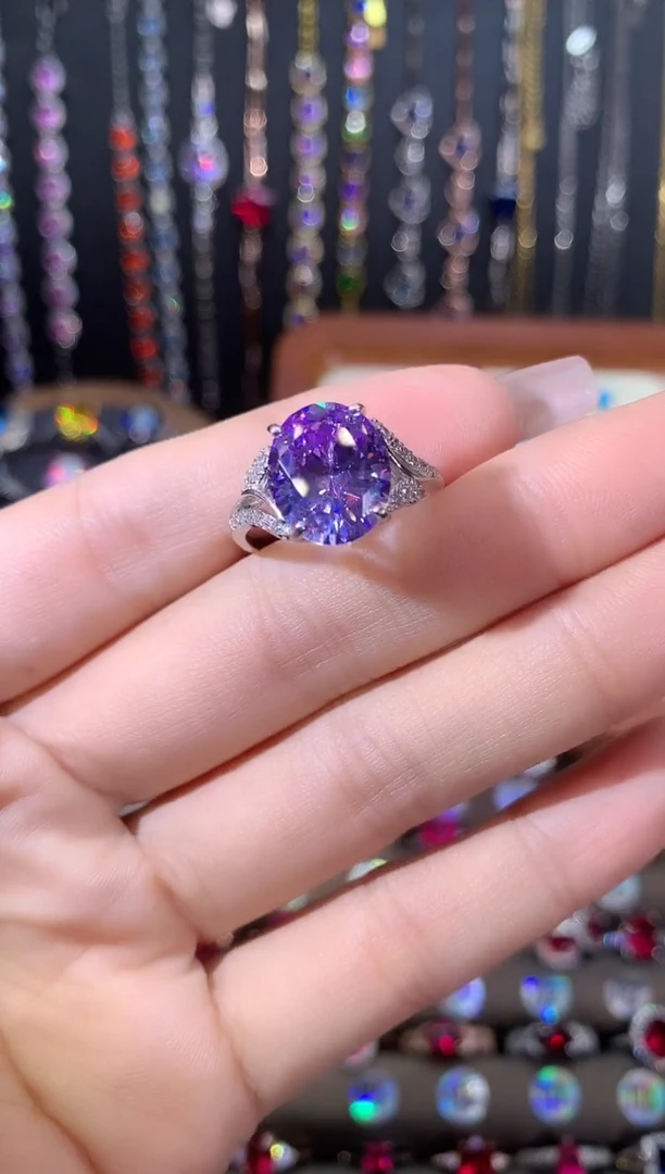 无925银紫罗兰色戒指