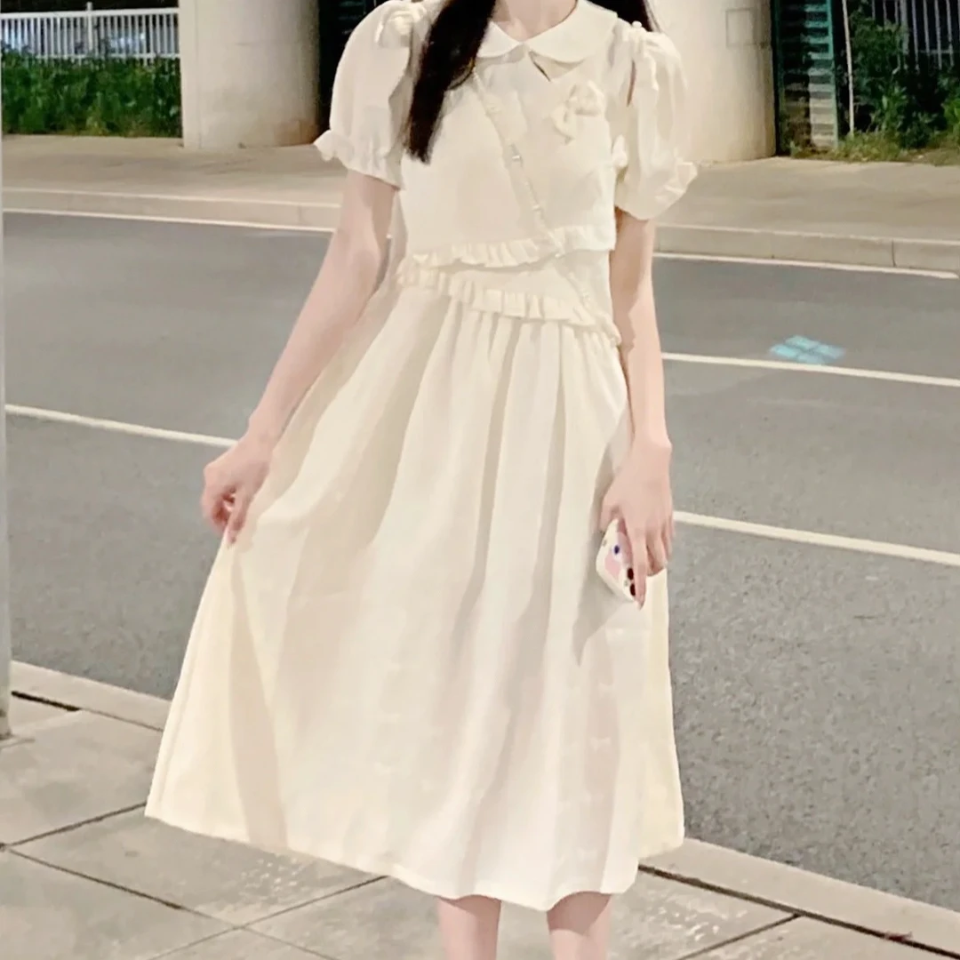 2025年女大童高级感连衣裙夏装12-15岁初中生学院风甜美公主裙子