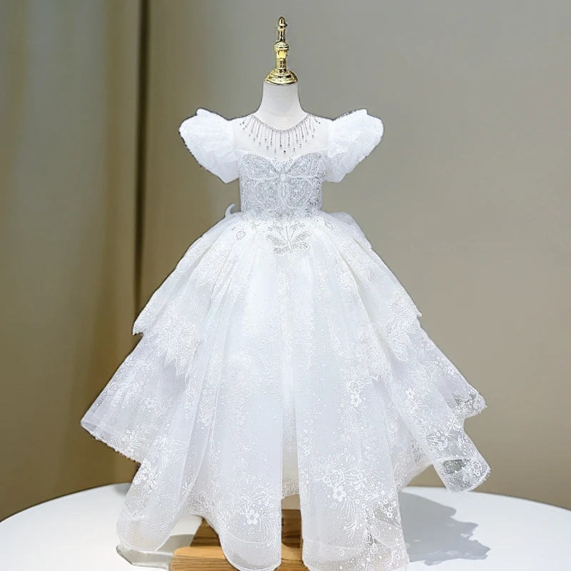 纯色不限季节常规蕾丝蓬蓬裙洋气生日公主裙演出服儿童