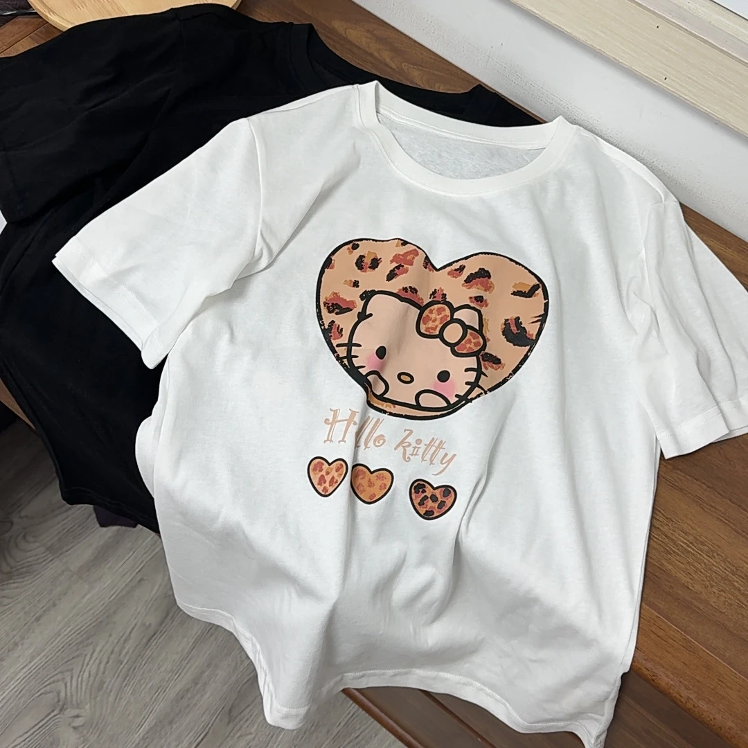 【原歌】夏季新款通勤舒适爱心猫咪印花短袖女YG610
