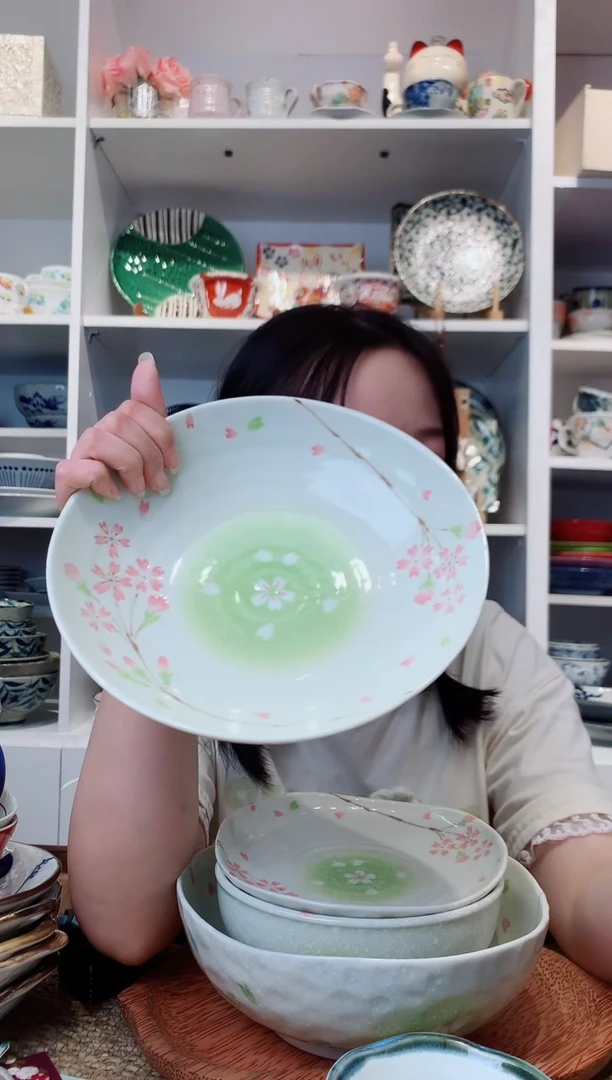 陶瓷【到手两支】花庵樱花树深盘21cm