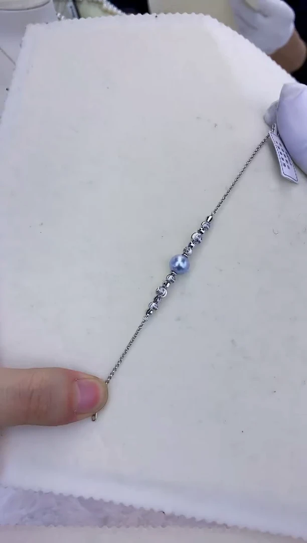 银S925镶嵌饰品海水珍珠真多麻色设计款手链