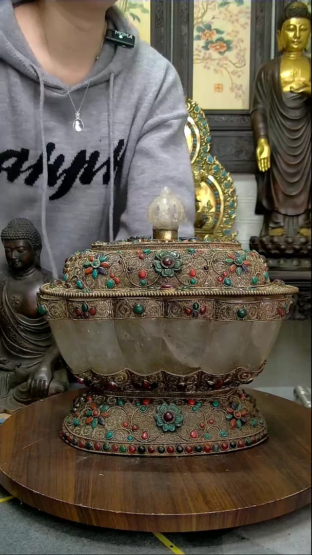 【闪购商品】水晶碗铜像造像收藏造像