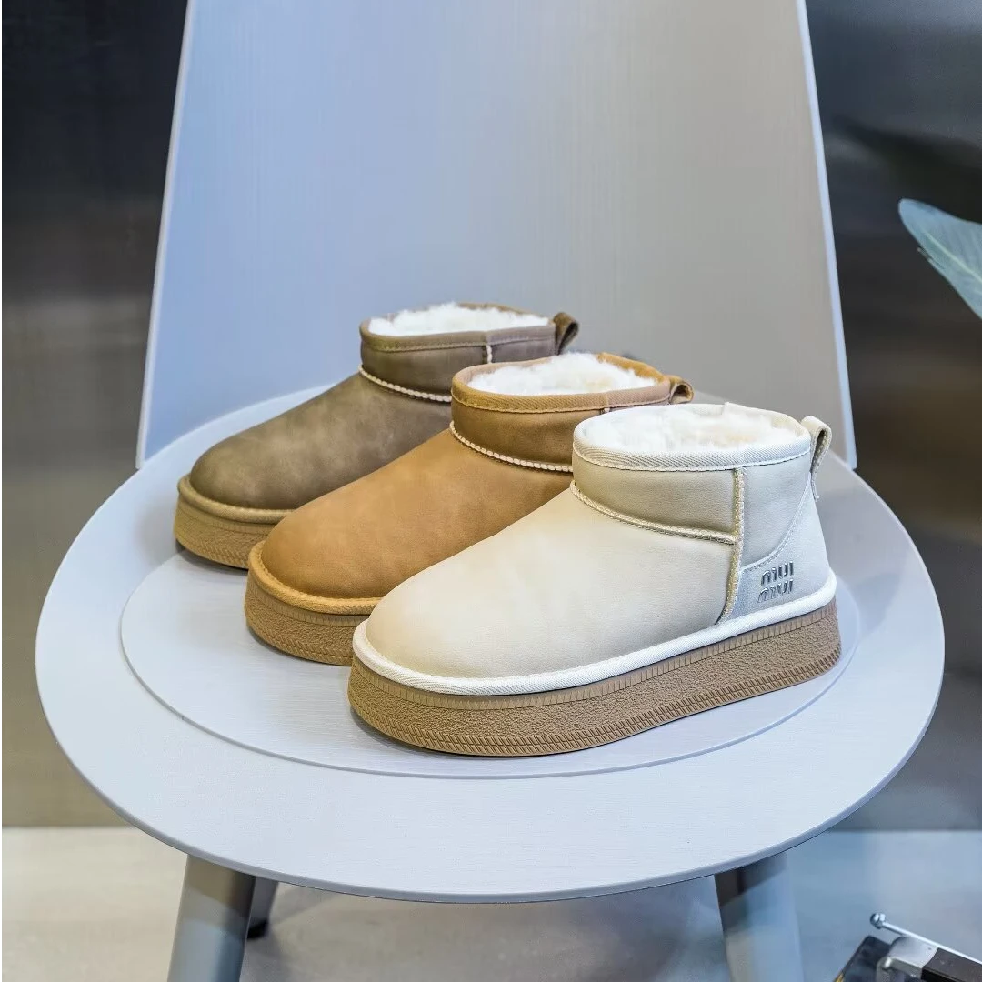 时尚雪地靴女2025新款冬季加绒加厚厚底保暖休闲短靴993-8