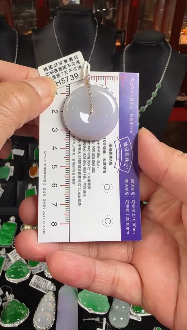 颈饰未镶嵌翡翠H5739冰紫平安扣
