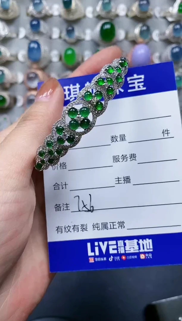 【闪购商品】翡翠手镯银S925镶嵌0756