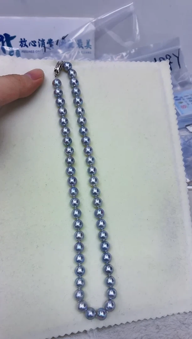 未镶嵌DA海水珍珠灰珠串链8-9 y774