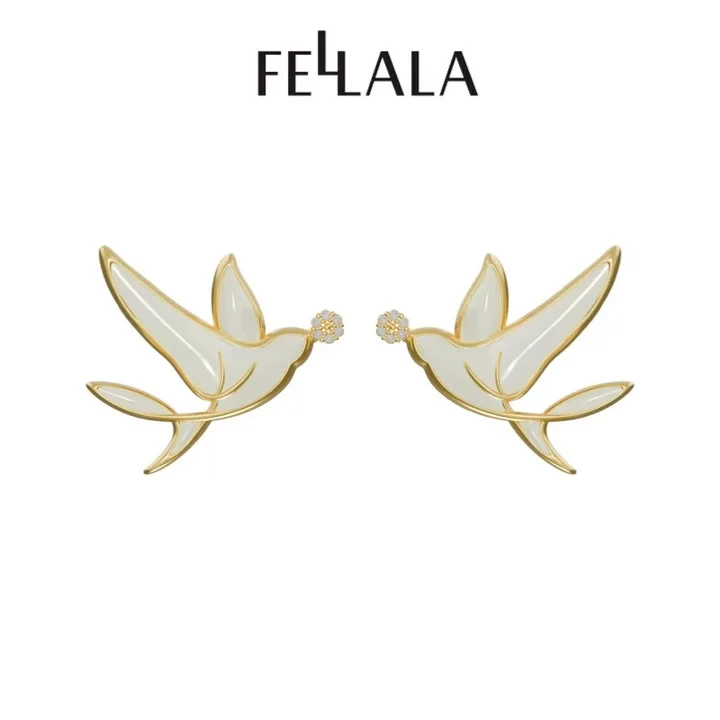 Fellala/翡拉拉「绽放」系列雨燕耳钉精致简约