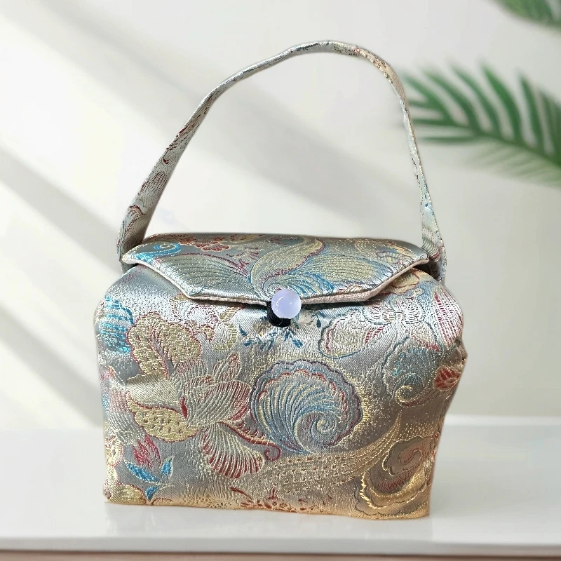 062705绿色刺绣茶具包外出便携好收纳