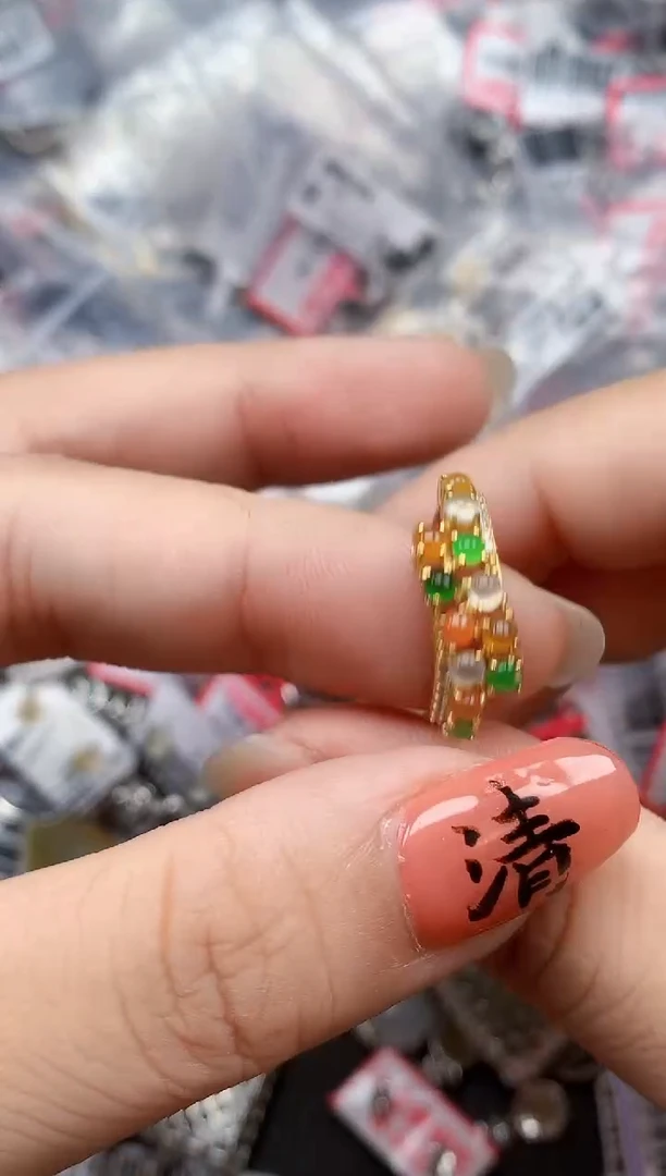 银S925镶嵌戒指翡翠天然A货缅甸翡翠