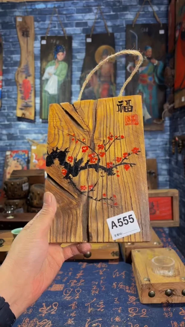 风化老门板丙烯画