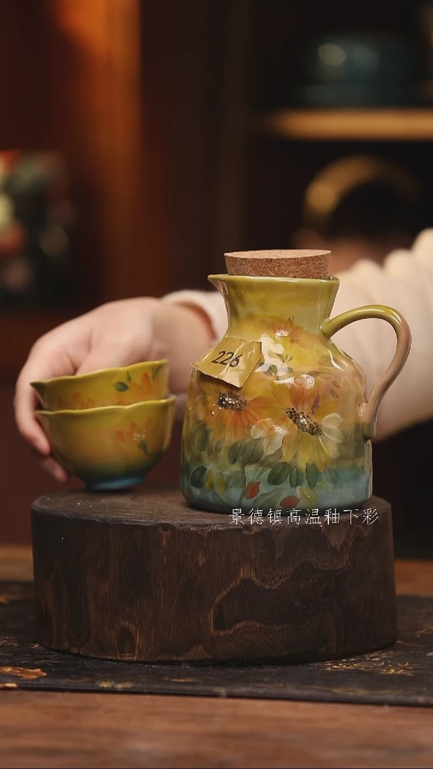 陶瓷 景德镇高温釉下手绘陶瓷@L226@