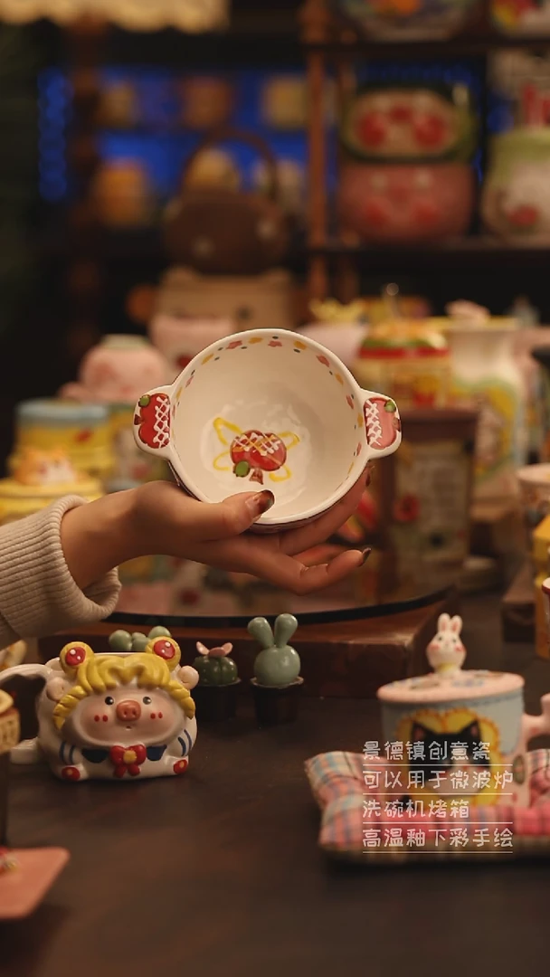 陶瓷景德镇可爱陶瓷釉下彩绘设计师款