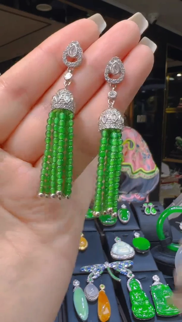 银S925镶嵌翡翠耳饰083（多样性发其一）