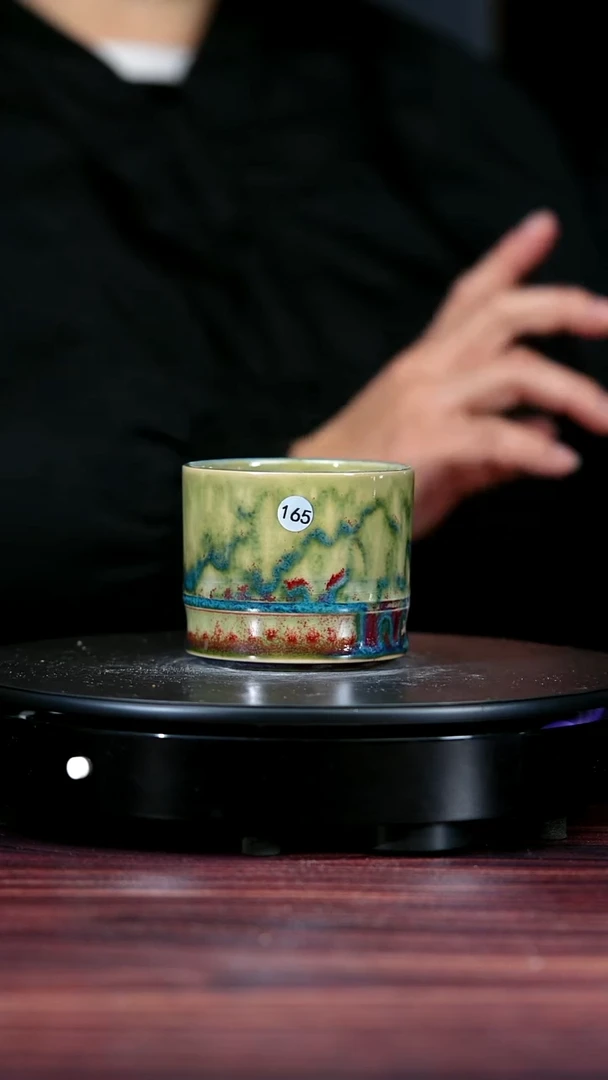 165#李盼龙一级品原矿钧瓷竹节杯