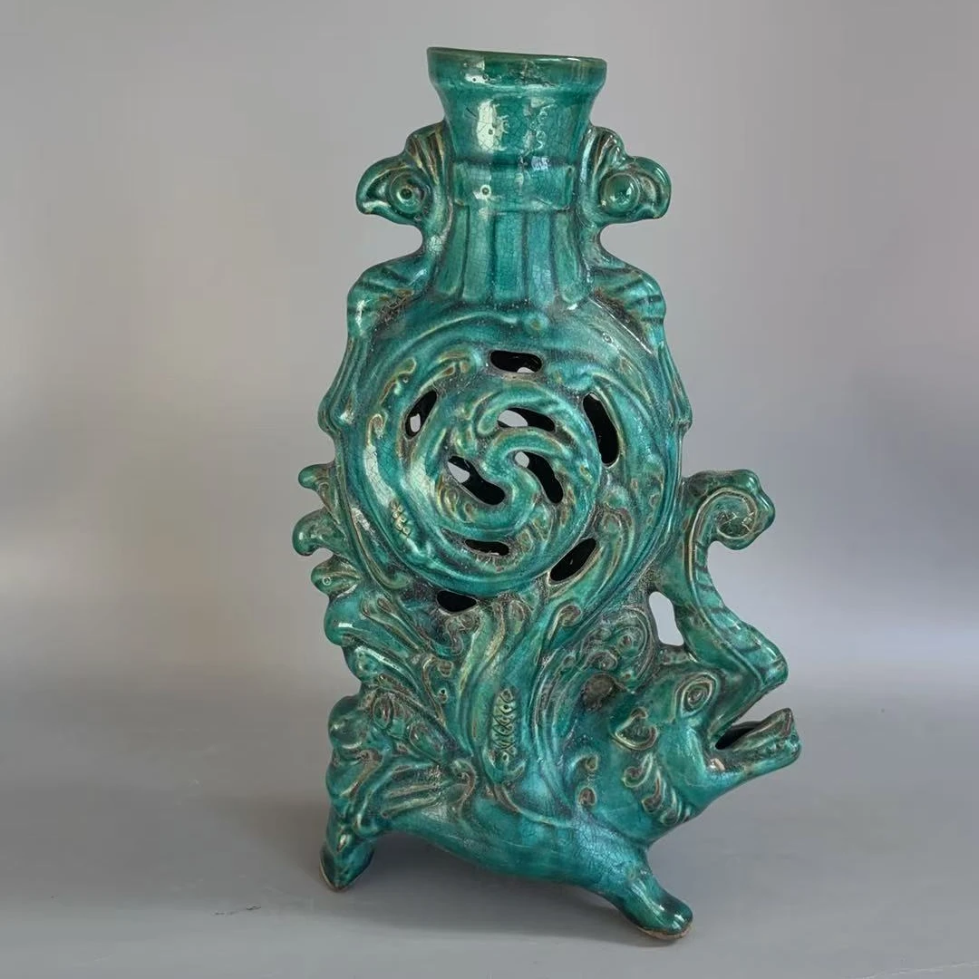 柴窑薄胎搂空象尊