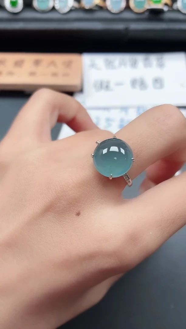 银S925镶嵌戒指翡翠1