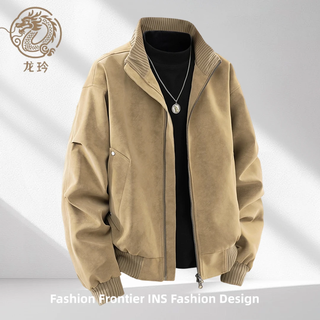 香港潮牌专柜复古皮衣立领外套男秋冬季加绒大码高级感痞帅皮夹克