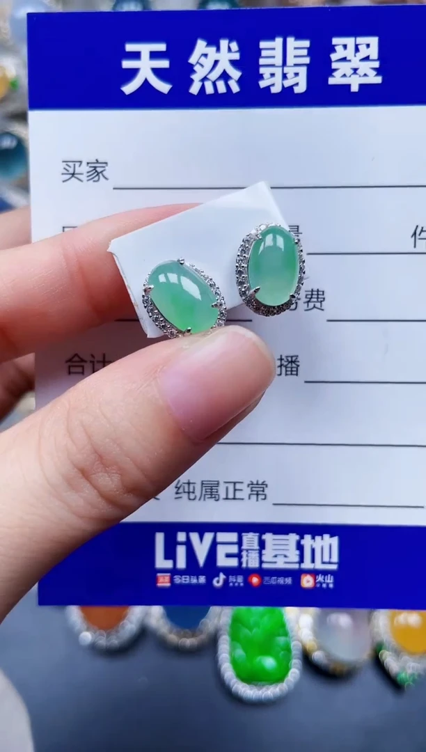 银S925镶嵌翡翠耳饰118