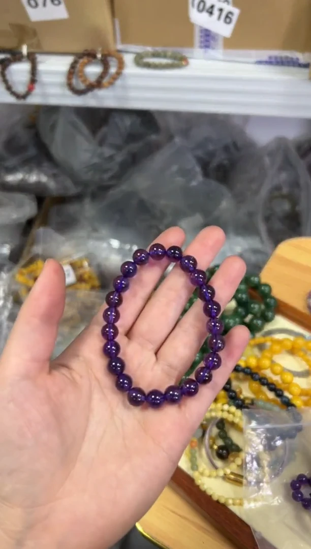 【闪购商品】水晶手链未镶嵌浓郁紫超水晶圆珠手链[3785]