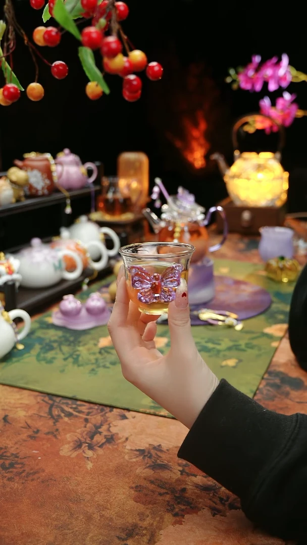 【闪购商品】紫色蝴蝶品茗杯60cc@@@@@