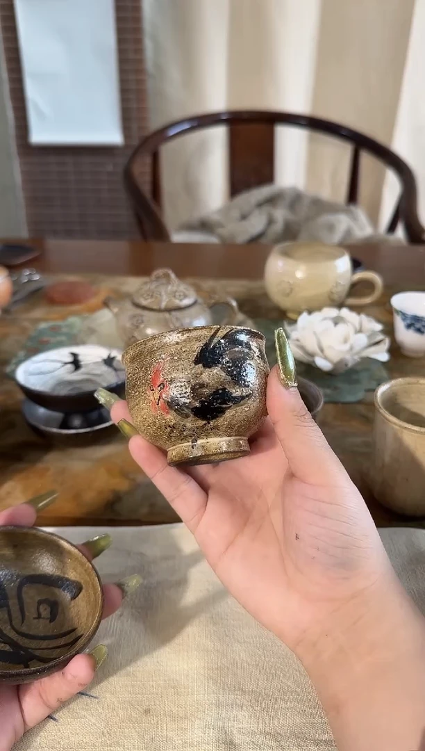 瓷片木***?手作书法诗文杯