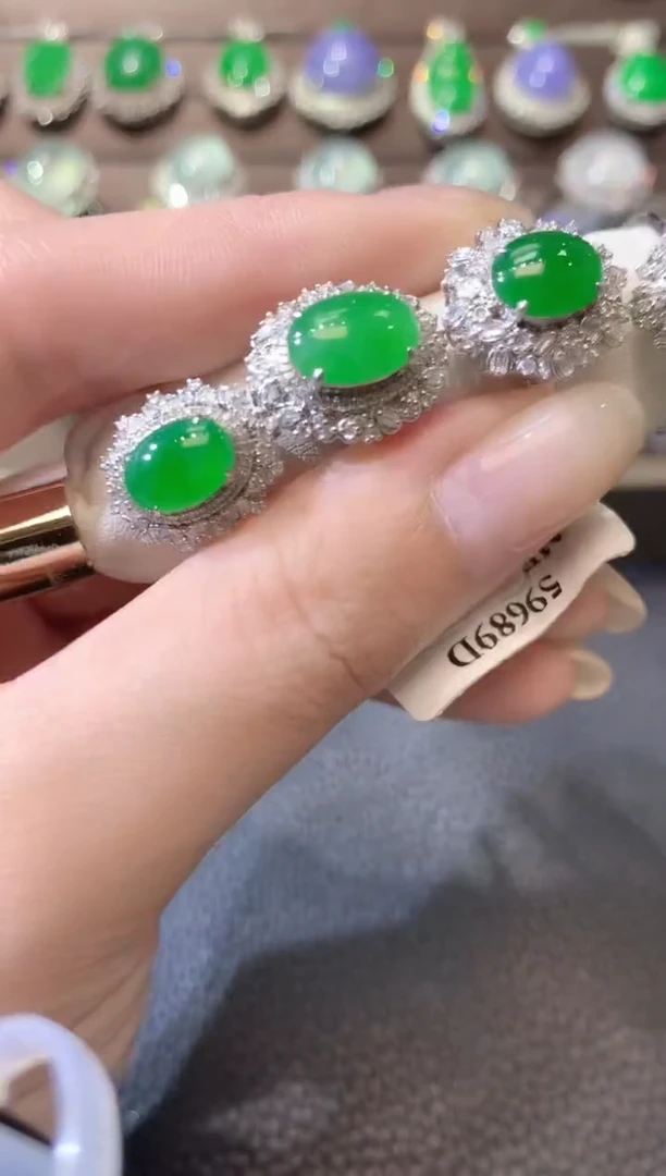 【闪购商品】翡翠戒指18K金镶嵌A96翡翠多样性发一件