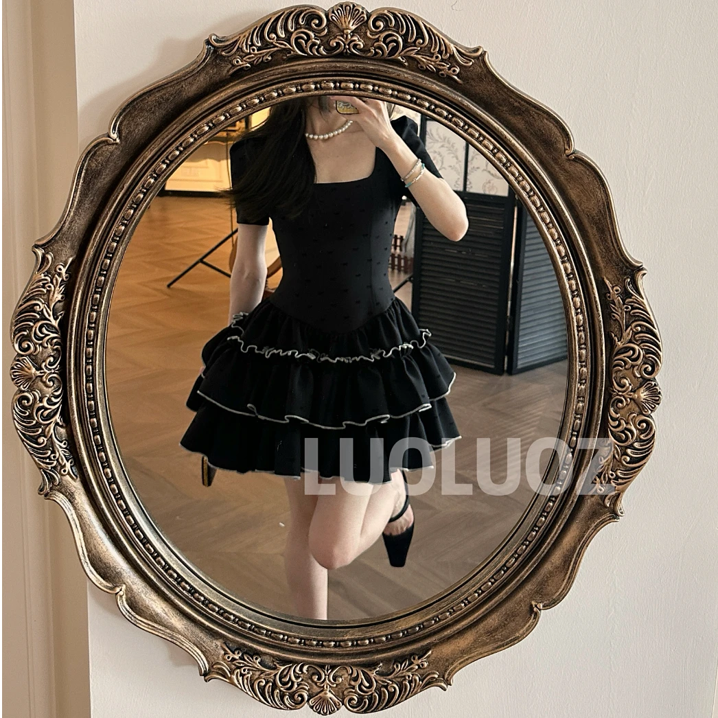 【现货】LUOLUOZ【琉璃碎影】时尚收腰通勤下摆设计短款连衣裙JF629