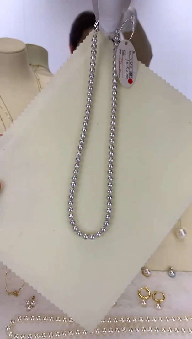 银S925镶嵌DA海水珍珠 GD009 5.5-6 blue rose串链带大证