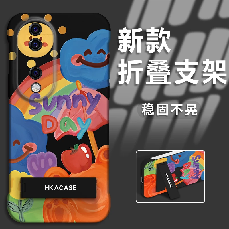 适用于荣耀90新款涂鸦小熊PC无边框手机壳