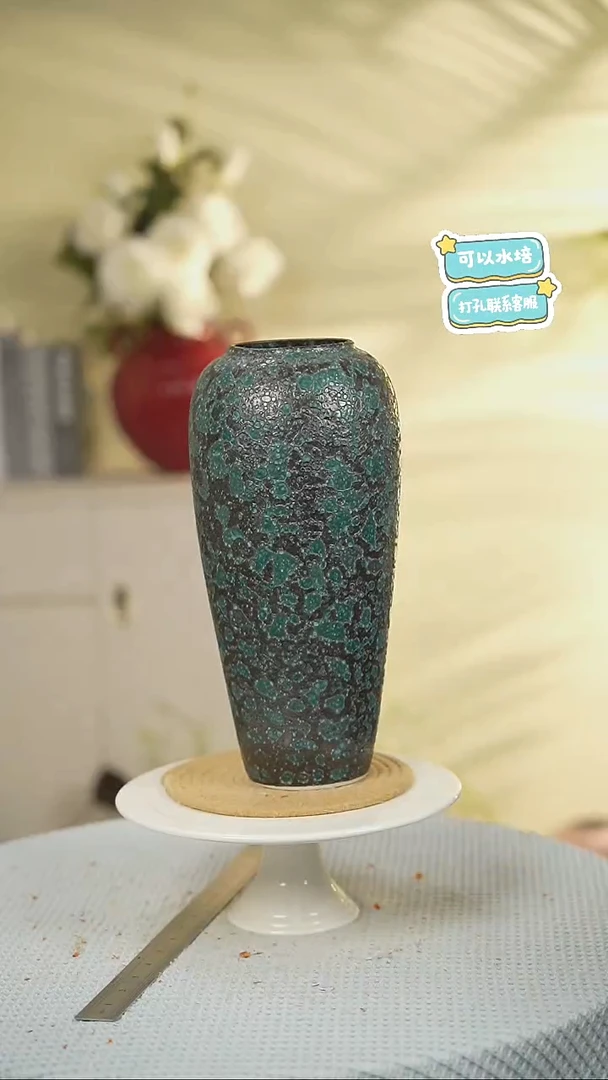 高款峰窝绿景德镇水培陶瓷花瓶摆件