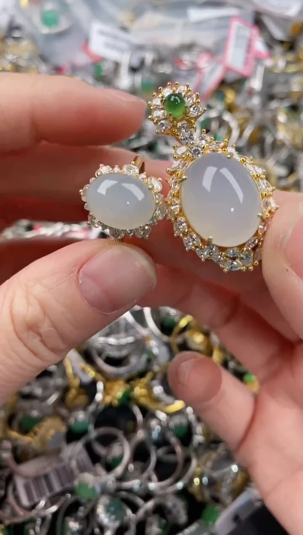 银S925镶嵌戒指翡翠555  1