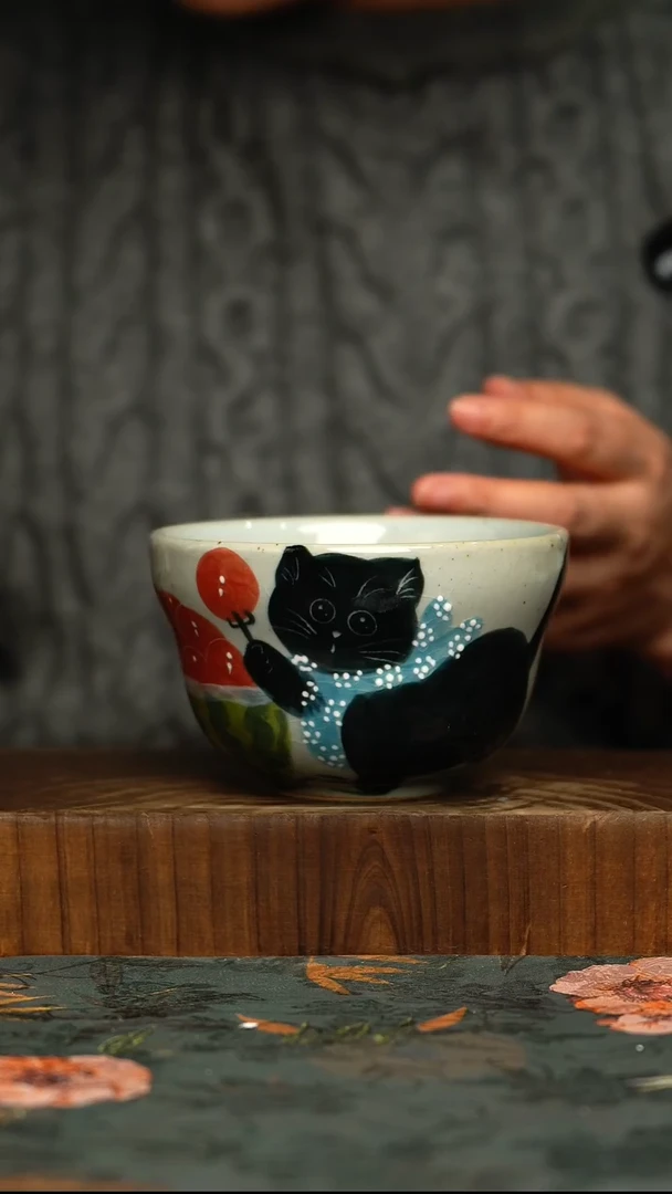 杯釉下彩手工手绘同款陶器