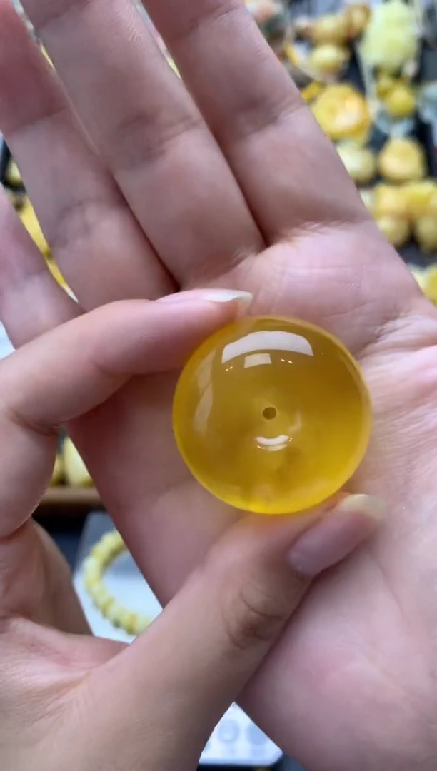 未镶嵌琥珀珠宝奇石076琥珀蜜蜡花粉有纹小坑介意勿拍