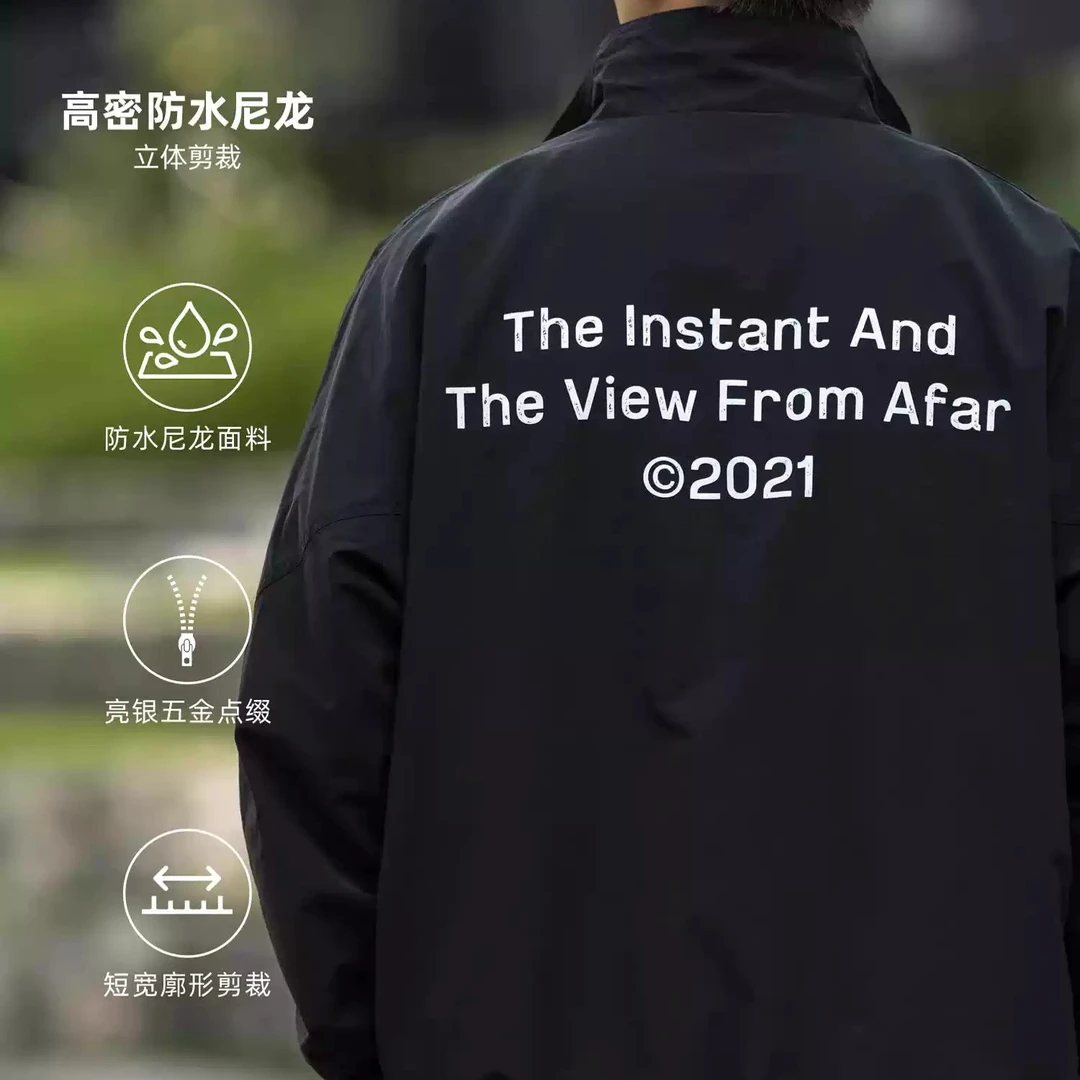 MASSULTI 24AW日系休闲短宽版型运动防水尼龙 宽松立领夹克外套