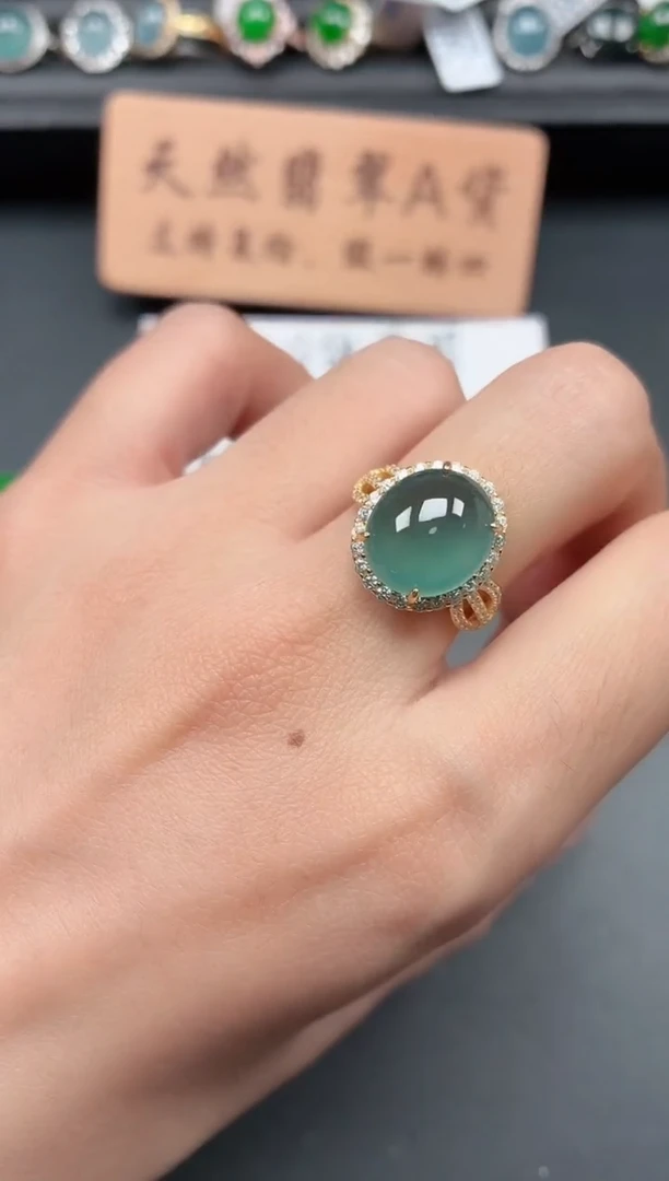 银S925镶嵌戒指翡翠11